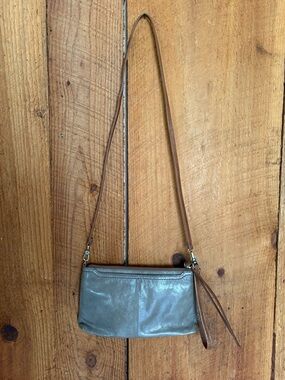 Hobo Leather Crossbody Bag in Gray and Brown